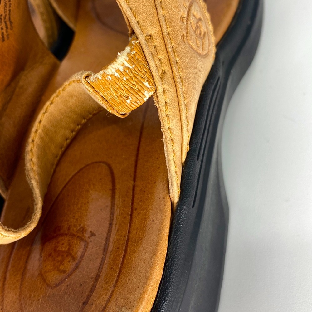 Ariat Stinson Camel Leather Heeled Sandals with Braided Detail Size 8 - Picture 8 of 13
